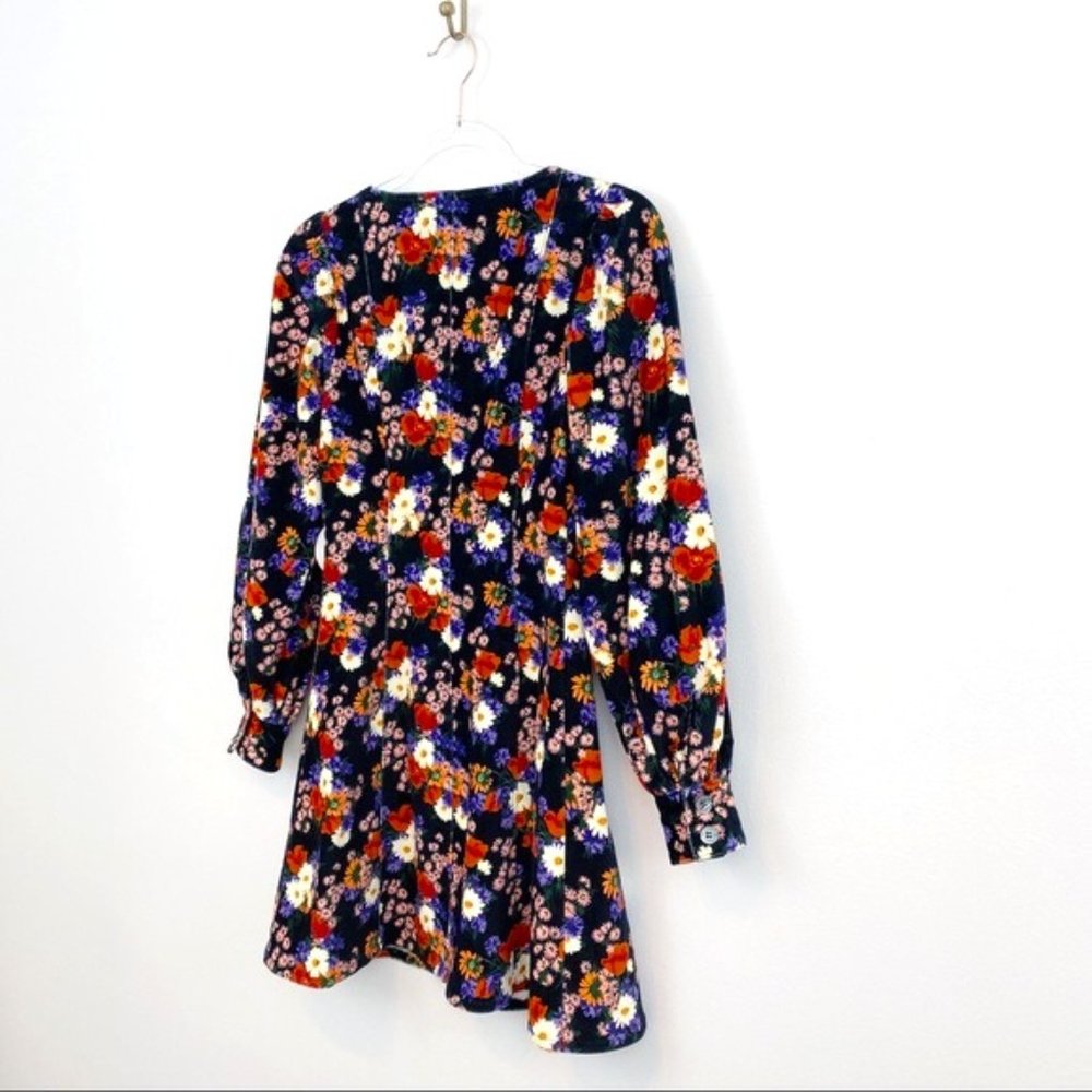 Chandler Floral Velvet Mini Dress in Black